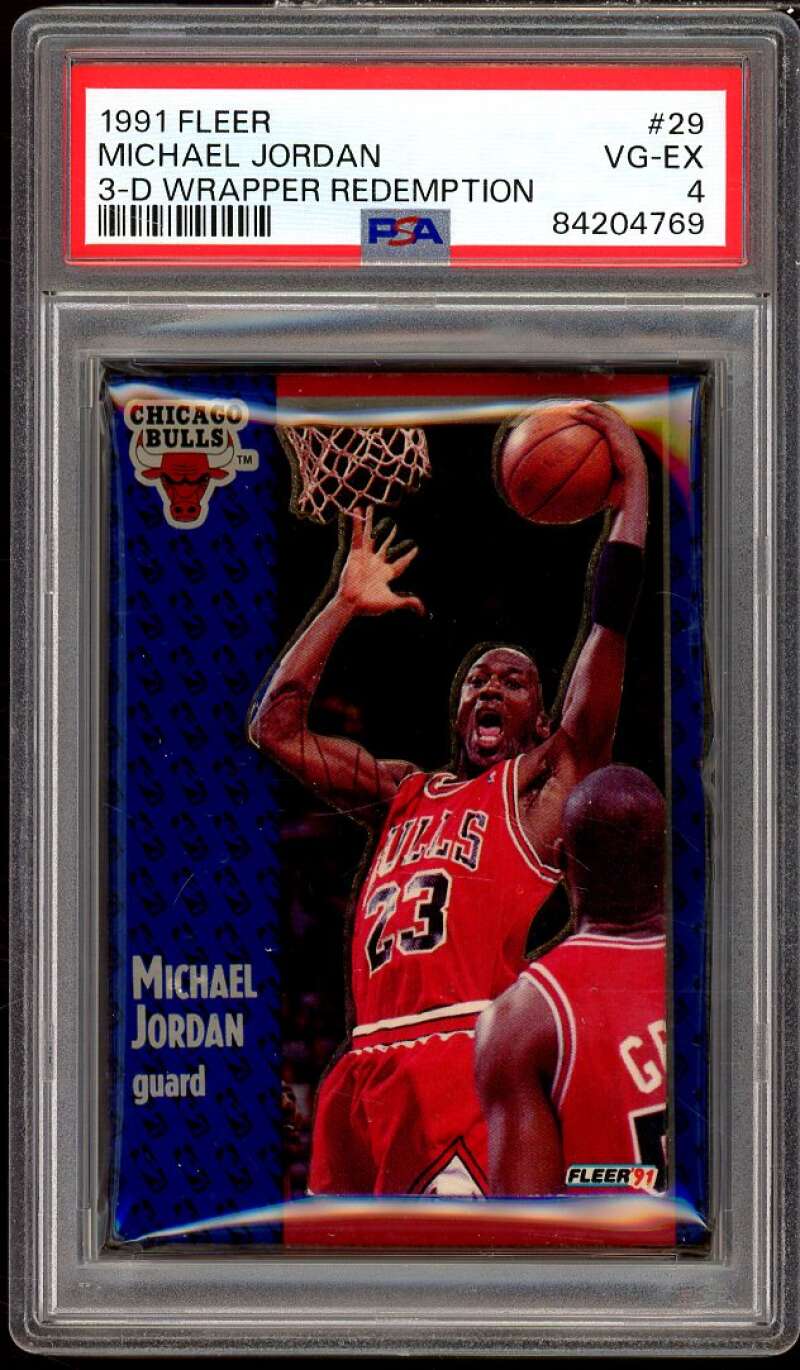 Michael Jordan Card 1991-92 Fleer 3-D Wrapper Redemption #29 PSA 4 Image 1