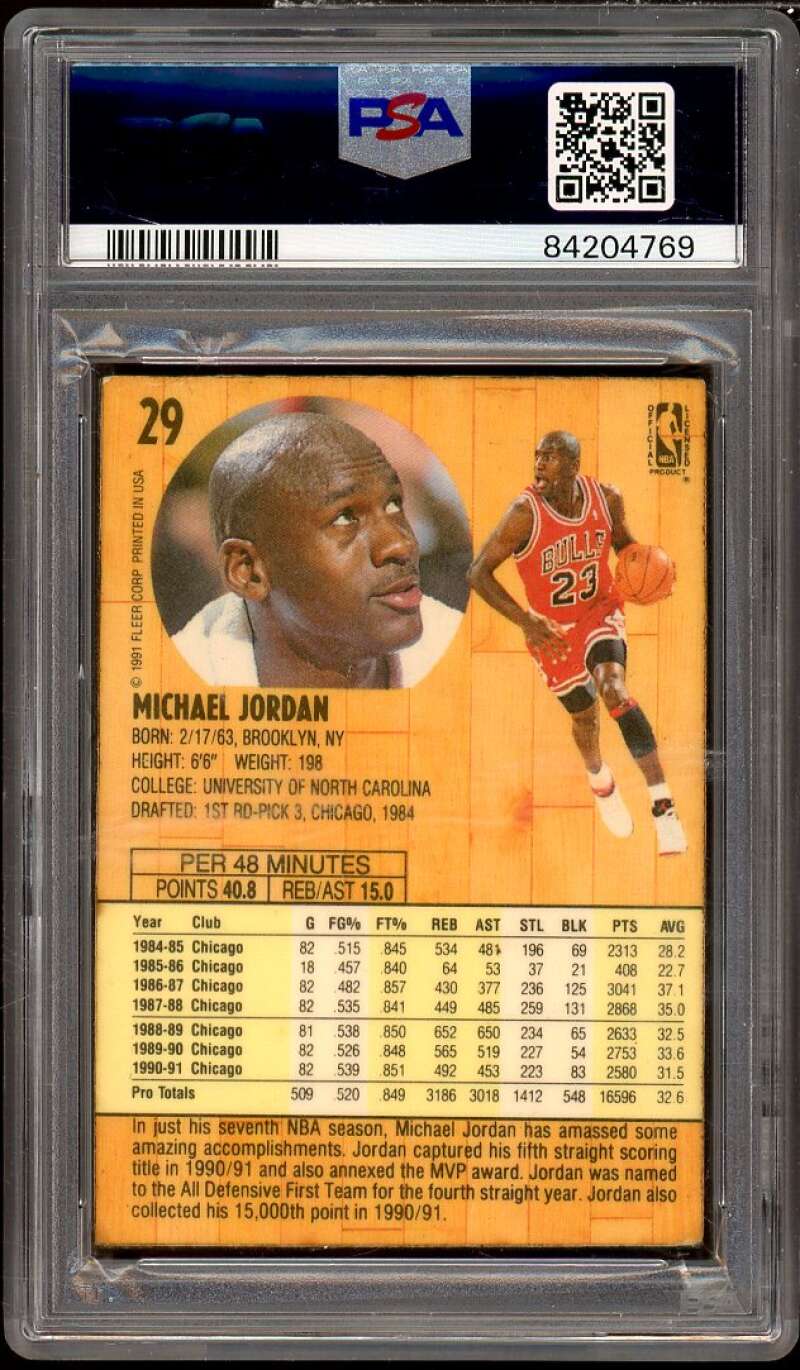 Michael Jordan Card 1991-92 Fleer 3-D Wrapper Redemption #29 PSA 4 Image 2