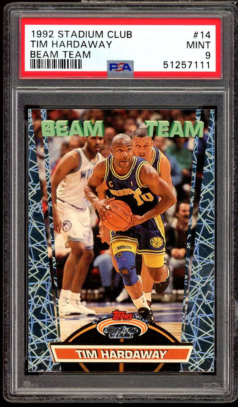 Tim Hardaway Card 1992-93 Stadium Club Beam Team #14 PSA 9 Image 1