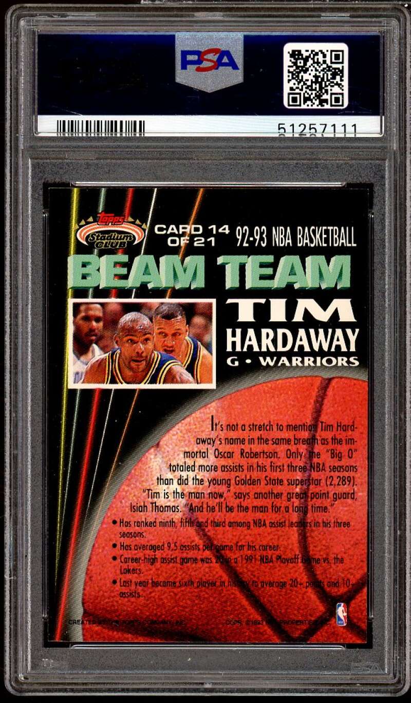 Tim Hardaway Card 1992-93 Stadium Club Beam Team #14 PSA 9 Image 2