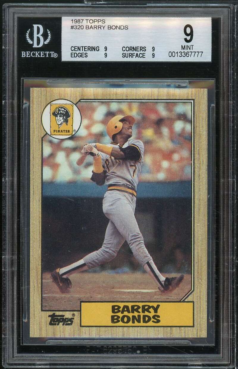 Barry Bonds Rookie Card 1987 Topps #320 BGS 9 (9 9 9 9) Image 1