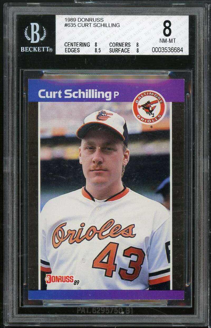 Curt Schilling Rookie Card 1989 Donruss #635 BGS 8 (8 8 8.5 8) Image 1