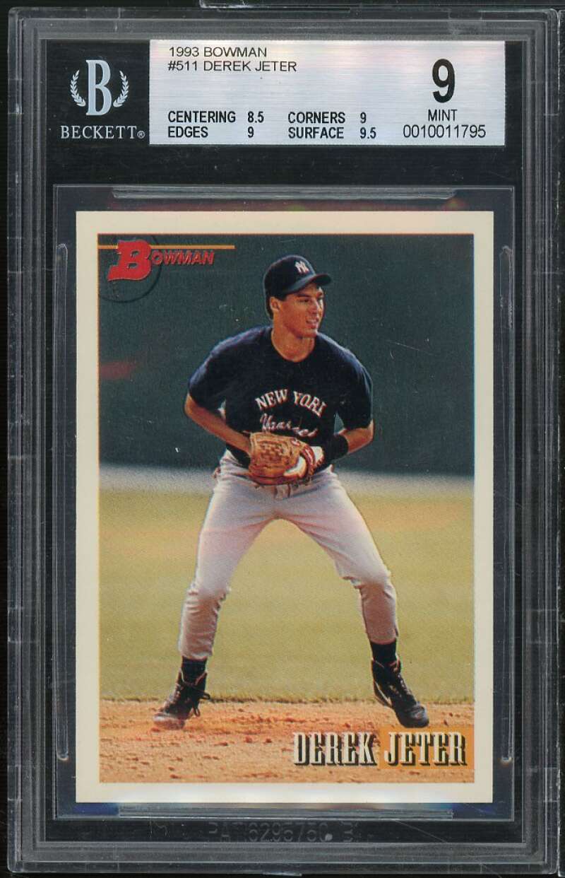 Derek Jeter Rookie Card 1993 Bowman #511 BGS 9 (8.5 9 9 9.5) Image 1