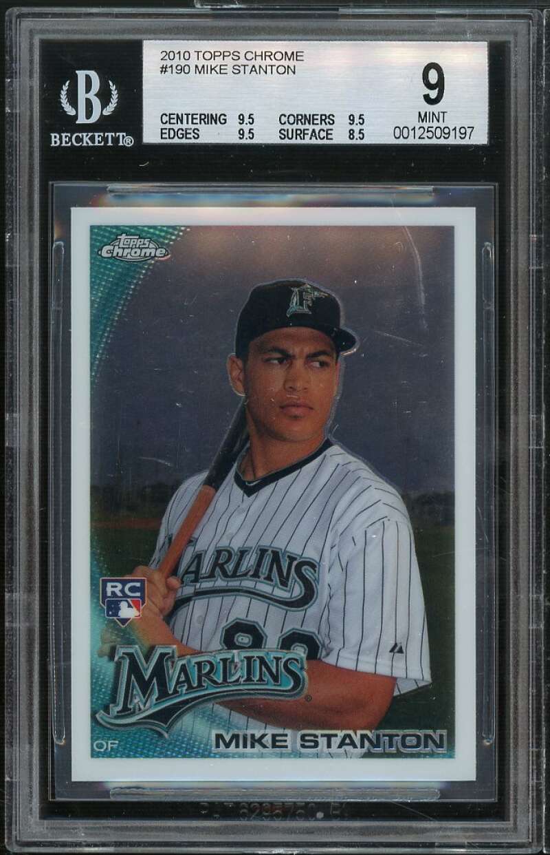 Mike Stanton Rookie Card 2010 Topps Chrome #190 BGS 9 (9.5 8.5 9.5 9.5) Image 1