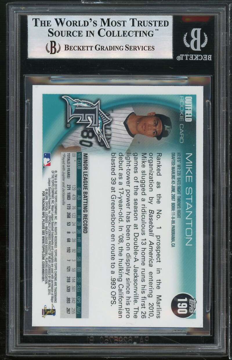 Mike Stanton Rookie Card 2010 Topps Chrome #190 BGS 9 (9.5 8.5 9.5 9.5) Image 2