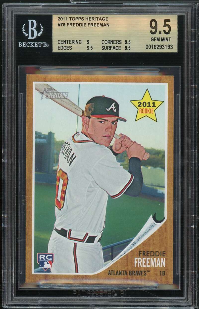 Freddie Freeman Rookie Card 2011 Topps Heritage #76 BGS 9.5 (9 9.5 9.5 9.5) Image 1