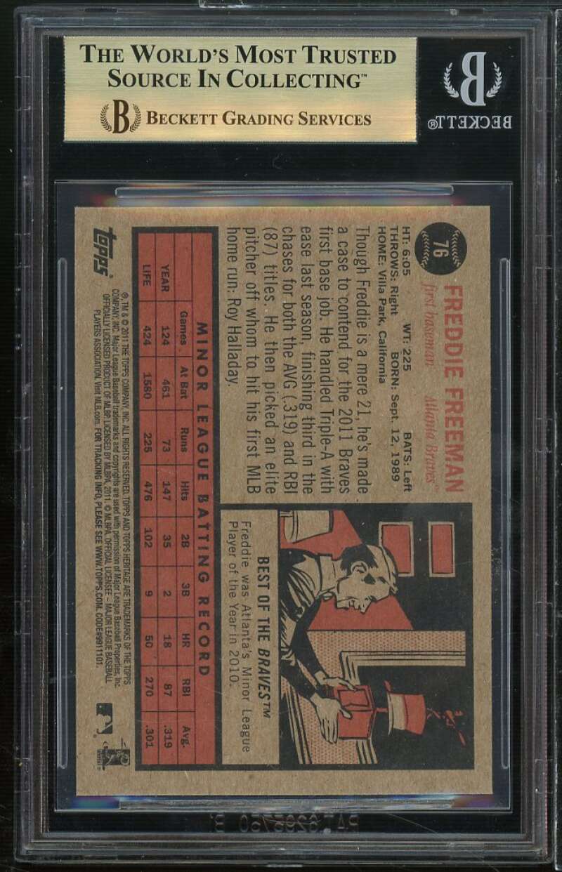 Freddie Freeman Rookie Card 2011 Topps Heritage #76 BGS 9.5 (9 9.5 9.5 9.5) Image 2