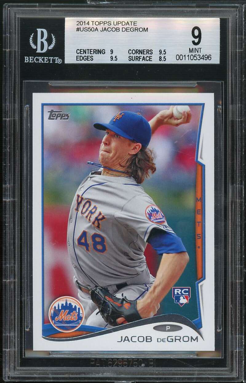 Jacob deGrom Rookie Card 2014 Topps Update #50 BGS 9 (9 9.5 9.5 8.5) Image 1