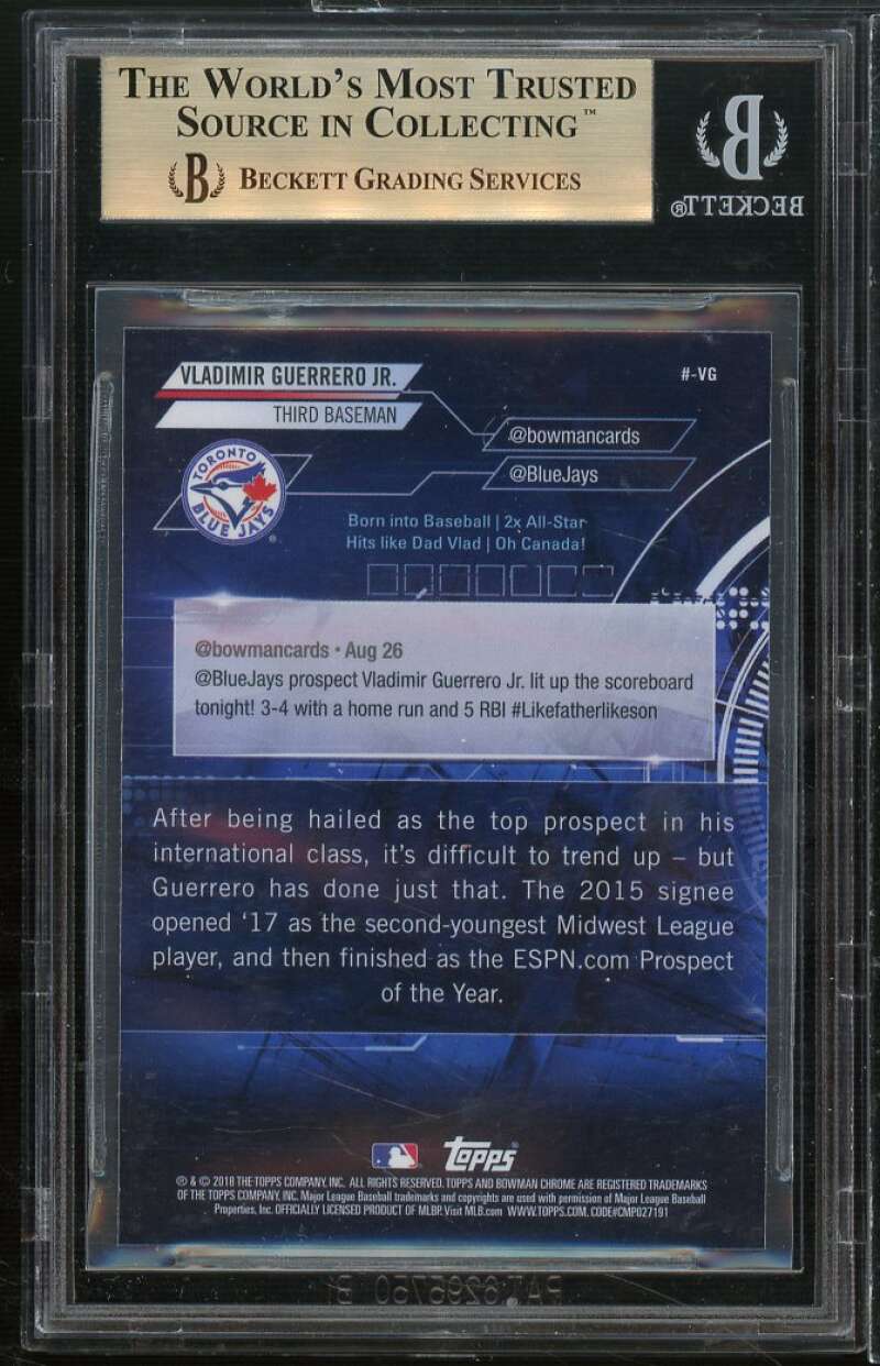 Vladimir Guerrero Jr Rookie 2018 Bowman Chrome Trending Refractor #VG BGS 9.5 Image 2