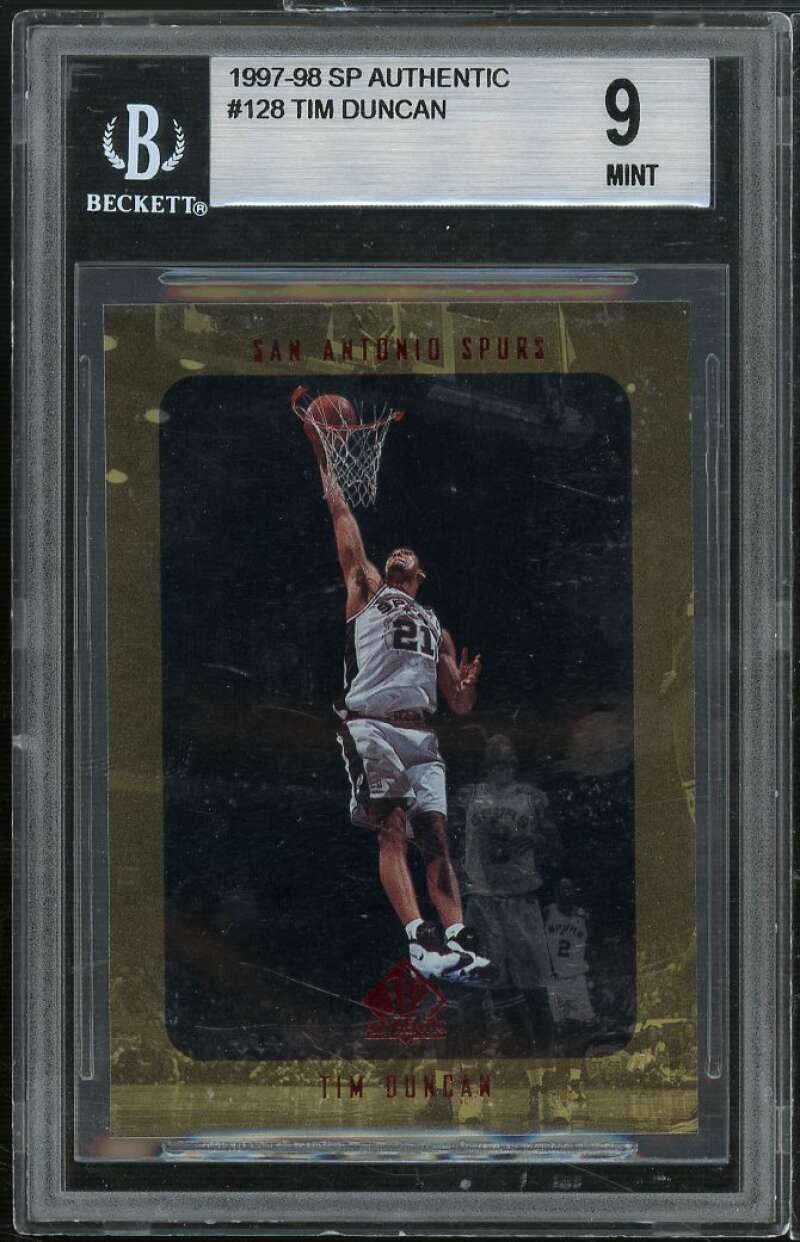 Tim Duncan Rookie Card 1997-98 SP Authentic #128 BGS 9 (9.5 9 9 8.5) Image 1