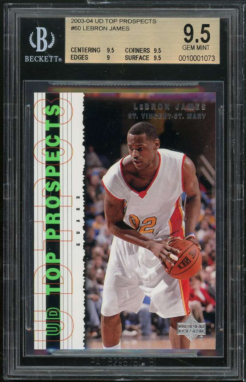 LeBron James Rookie Card 2003-04 UD Top Prospects #60 BGS 9.5 (9.5 9.5 9 9.5) Image 1