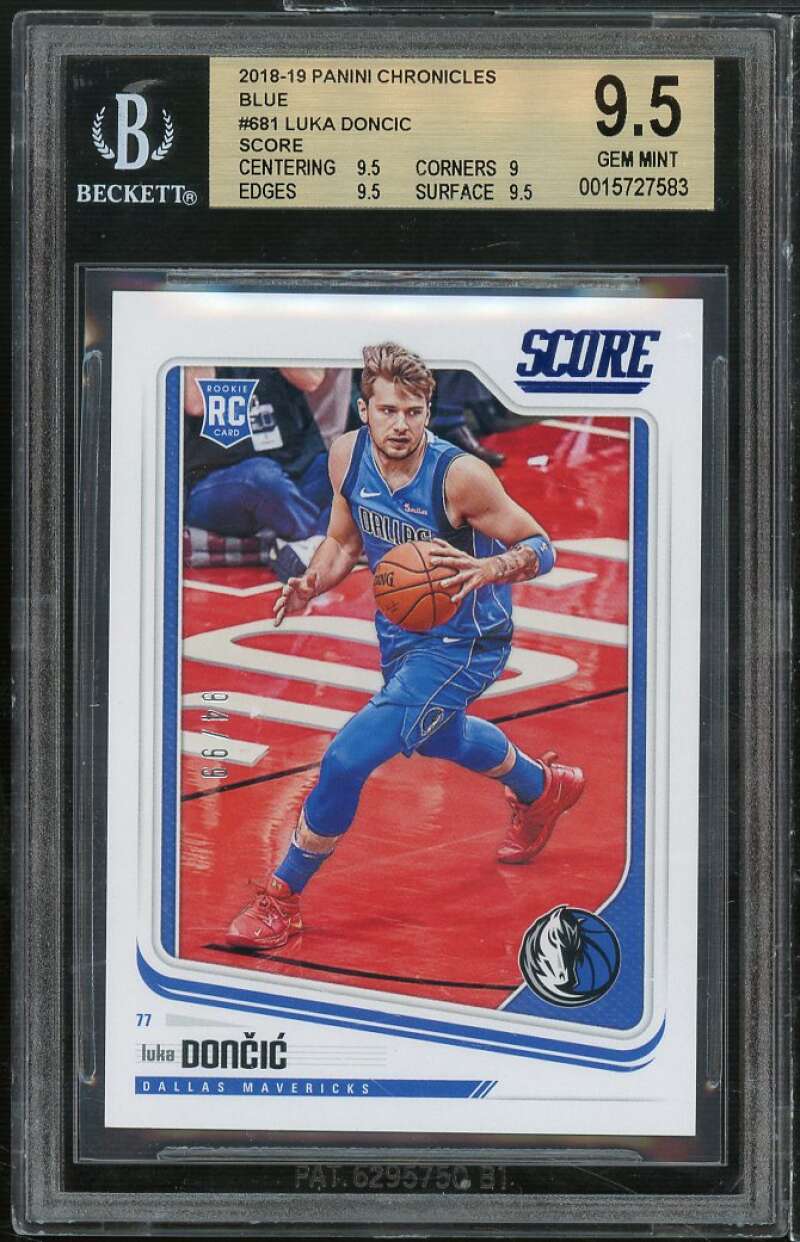 Luka Doncic Rookie 2018-19 Panini Chronicles Blue (serial #d to 99) #681 BGS 9.5 Image 1