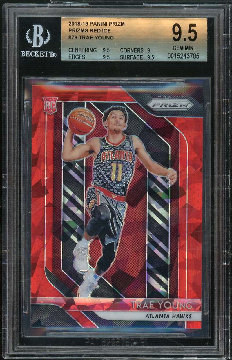 Trae Young Rookie Card 2018-19 Panini Prizm Prizms Red Ice #78 BGS 9.5 Image 1