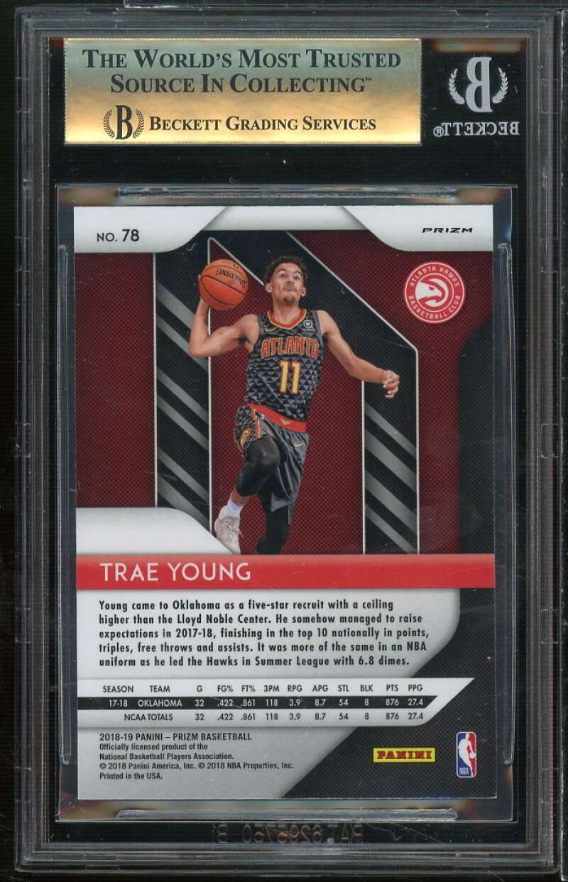 Trae Young Rookie Card 2018-19 Panini Prizm Prizms Red Ice #78 BGS 9.5 Image 2