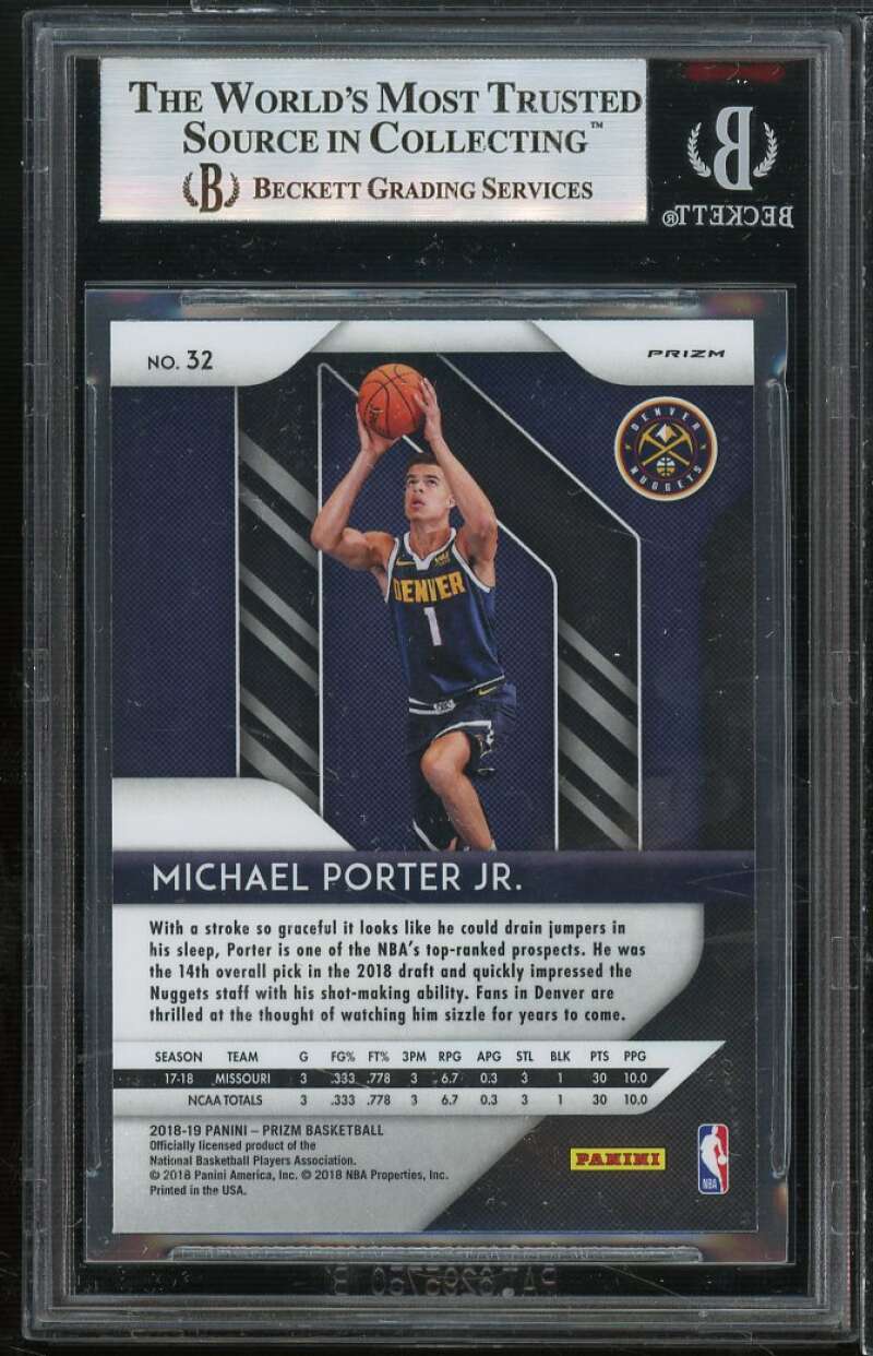 Michael Porter Jr. Rookie Card 2018-19 Panini Prizm Prizms Ruby Wave #32 BGS 9 Image 2