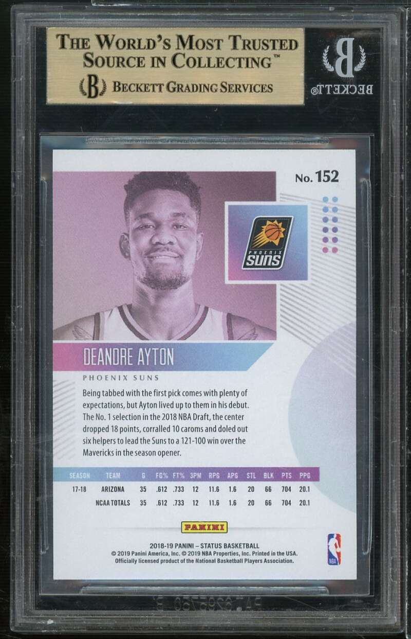 Deandre Ayton Rookie Card 2018-19 Panini Status #152 BGS 9.5 Image 2