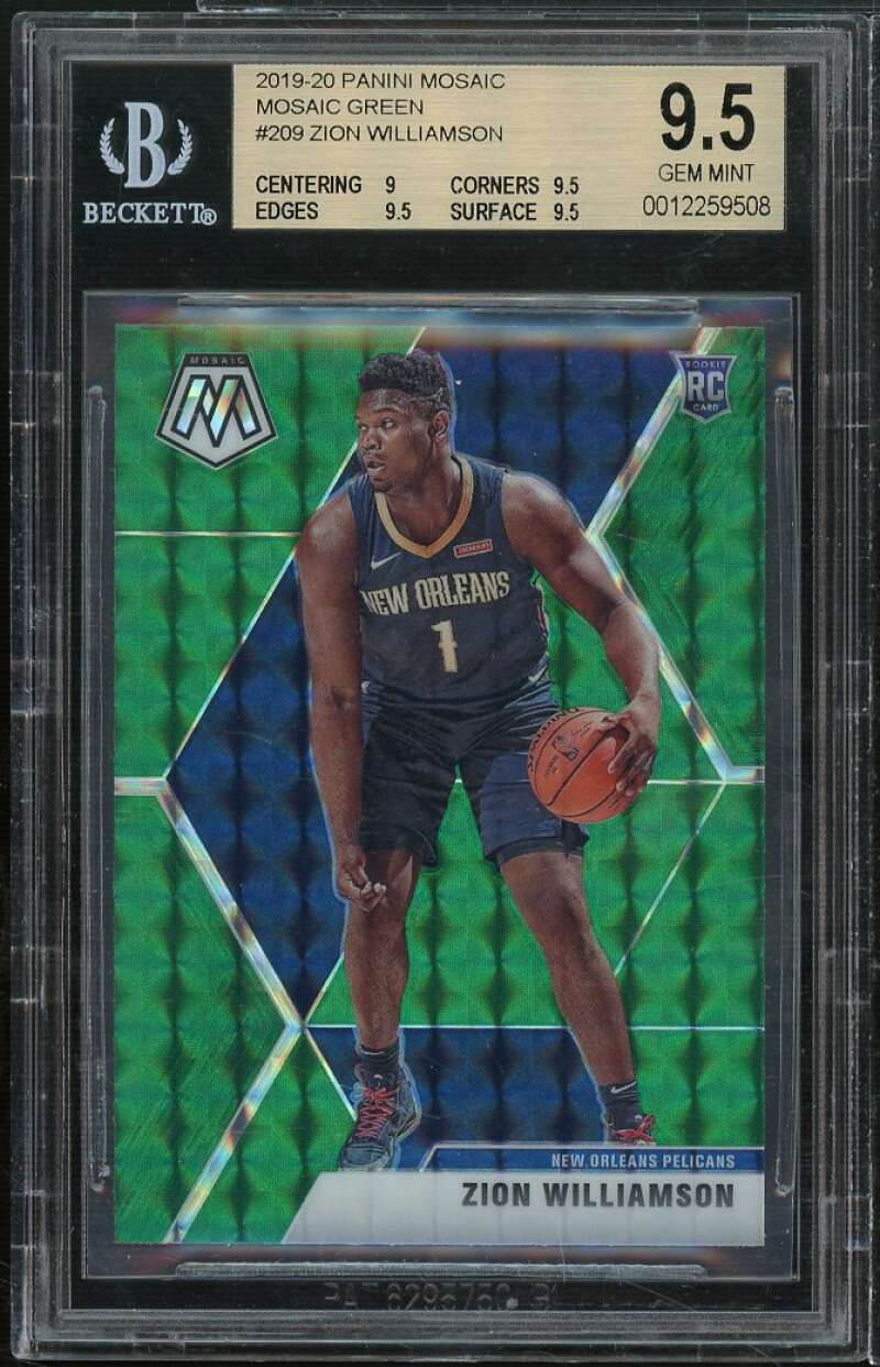 Zion Williamson Rookie 2019-20 Panini Mosaic Green #209 BGS 9.5 (9 9.5 9.5 9.5) Image 1