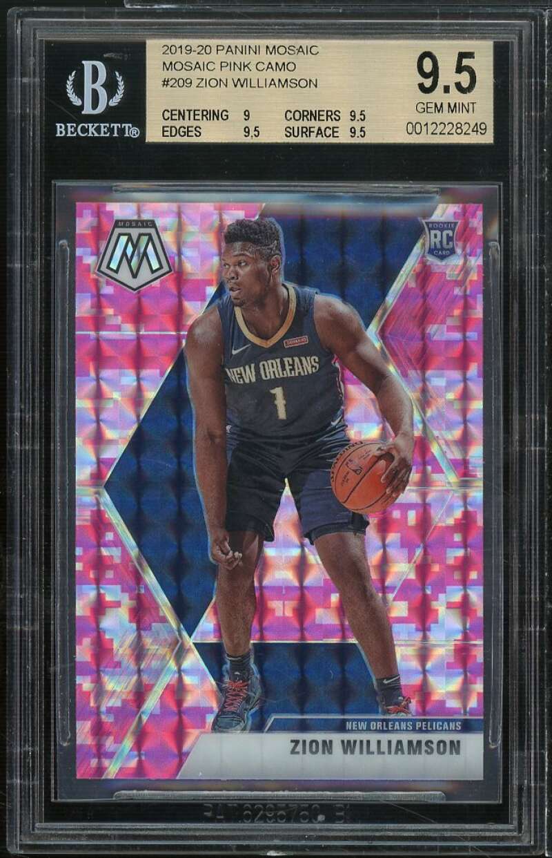 Zion Williamson Rookie Card 2019-20 Panini Mosaic Pink Camo #209 BGS 9.5 Image 1