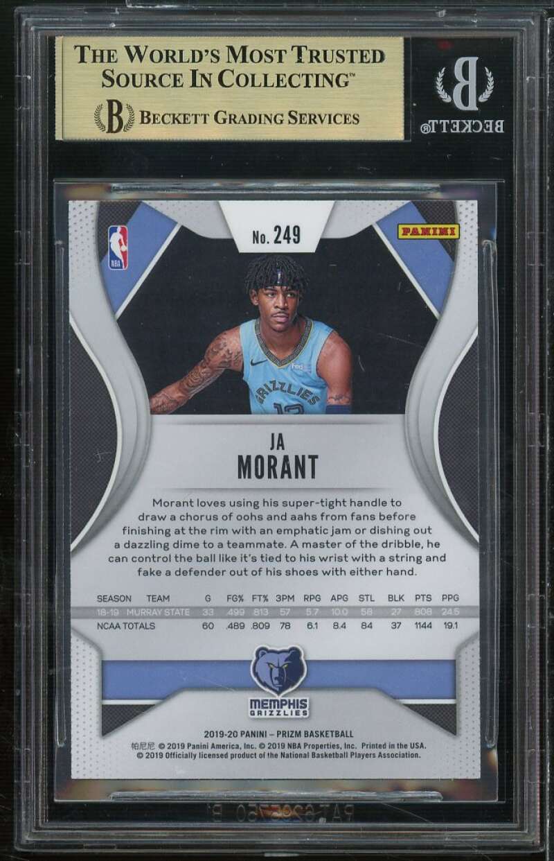 Ja Morant Rookie Card 2019-20 Panini #249 BGS 9.5 (9.5 9.5 9.5 9) Image 2