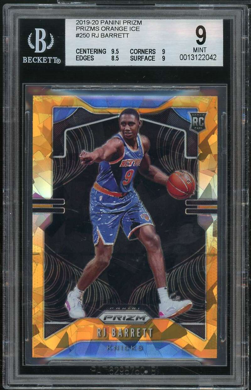 RJ Barrett Rookie Card 2019-20 Panini Prizm Prizms Orange Ice #250 BGS 9 Image 1