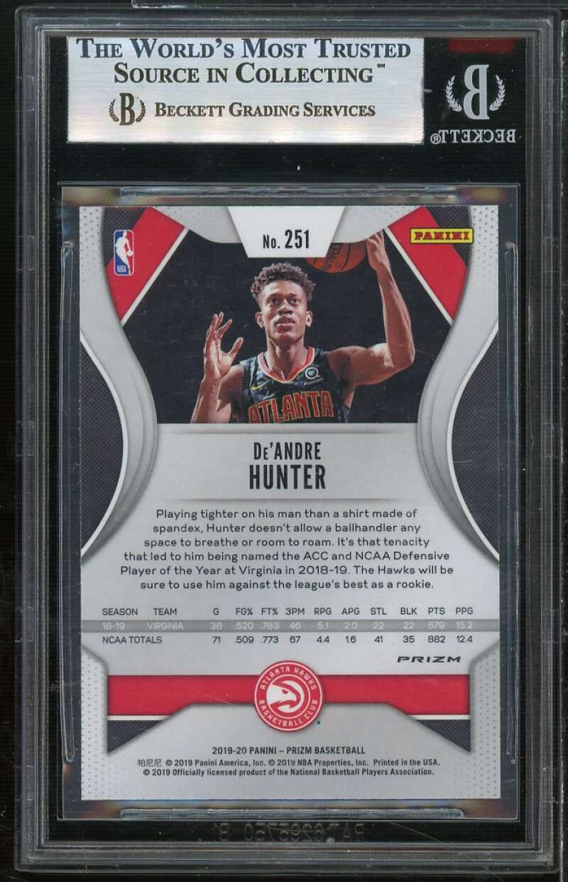 De'Andre Hunter Rookie Card 2019-20 Panini Prizm Prizms Silver #251 BGS 8.5 Image 2