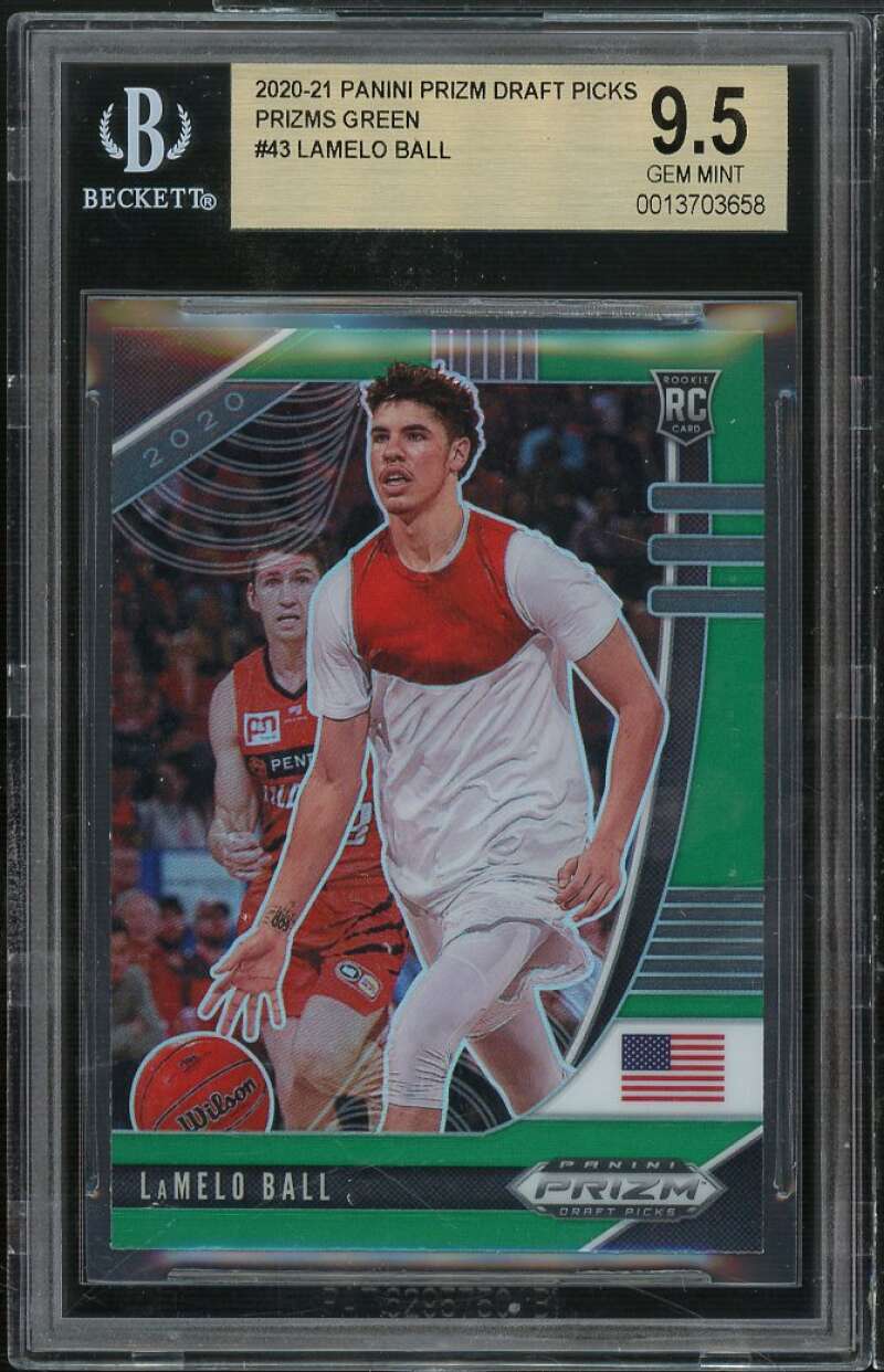 LaMelo Ball Rookie Card 2020-21 Panini Prizm DP Prizms Green #43 BGS 9.5 Image 1