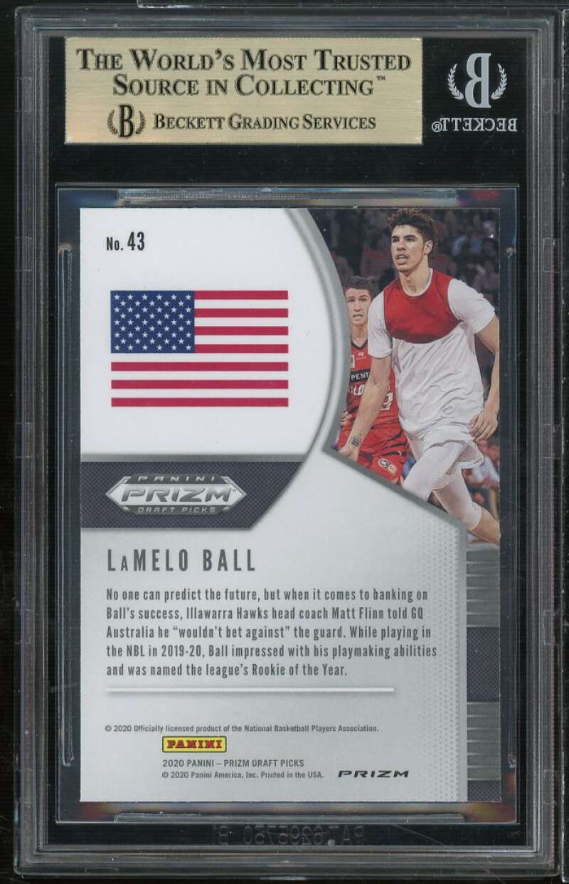 LaMelo Ball Rookie Card 2020-21 Panini Prizm DP Prizms Green #43 BGS 9.5 Image 2