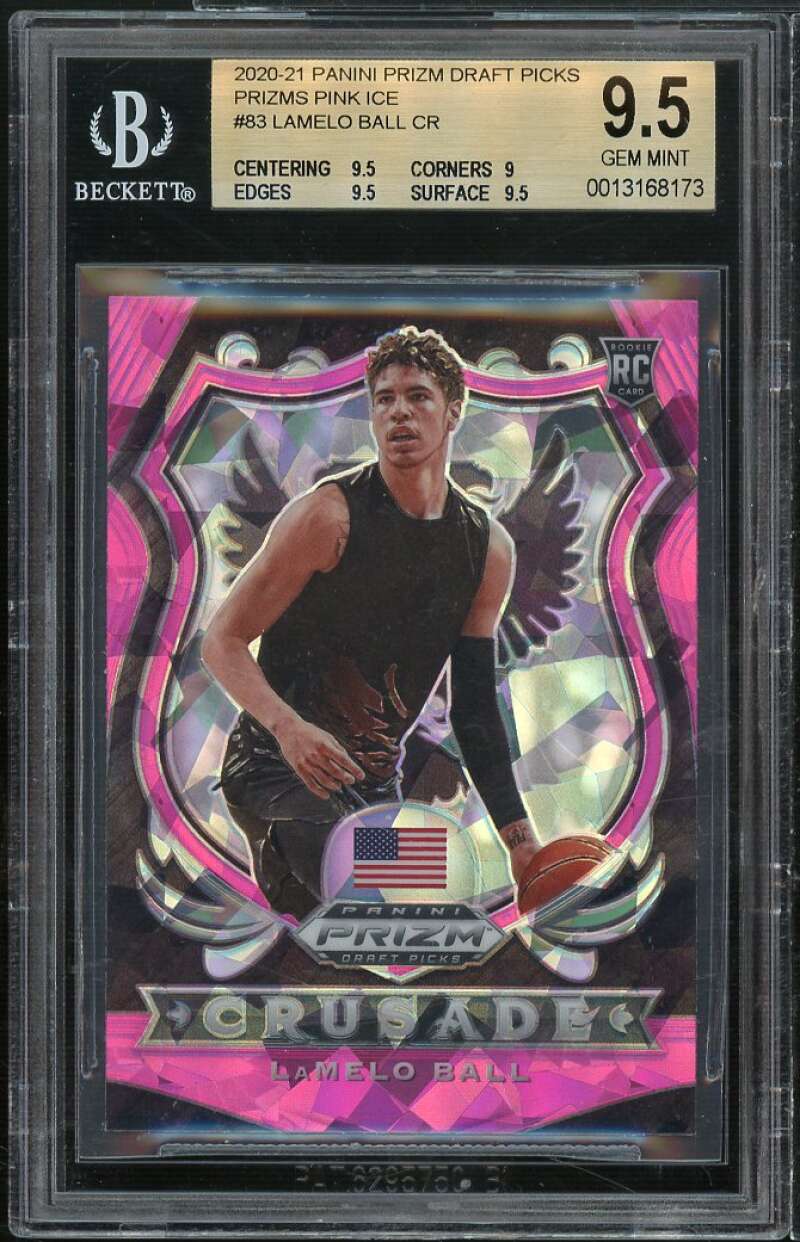 LaMelo Ball Rookie Card 2020-21 Panini Prizm DP Prizms Pink Ice #53 BGS 9.5 Image 1