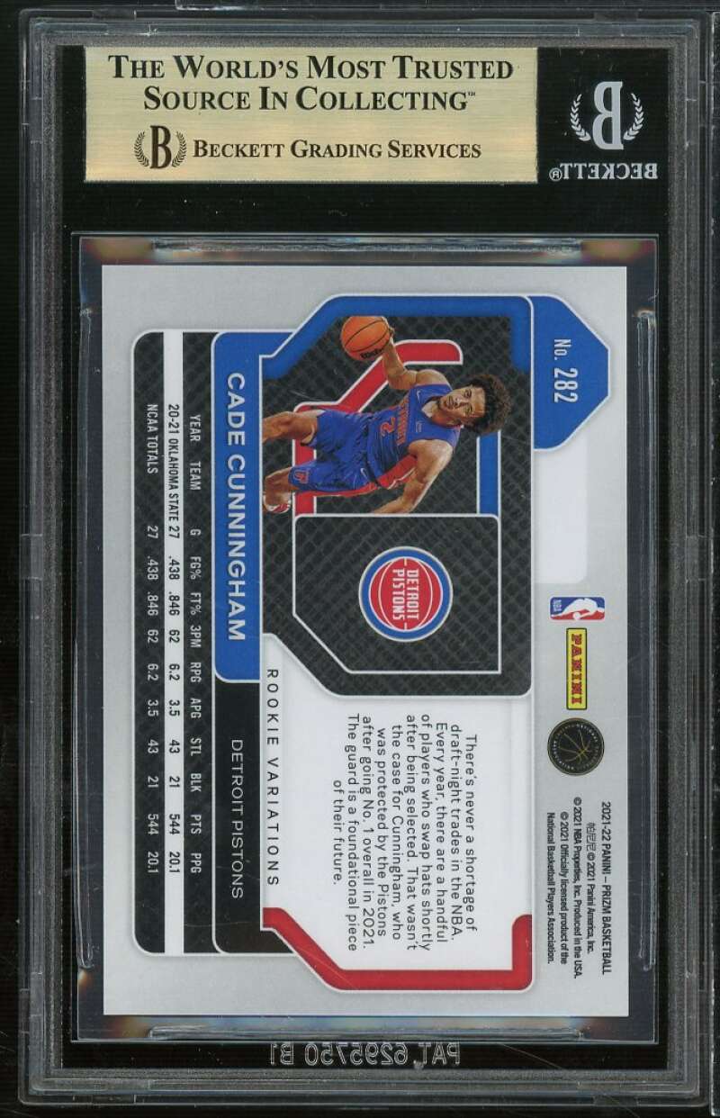 Cade Cunningham Rookie Card 2021-22 Panini Prizm Rookie Variaions #282 BGS 9.5 Image 2