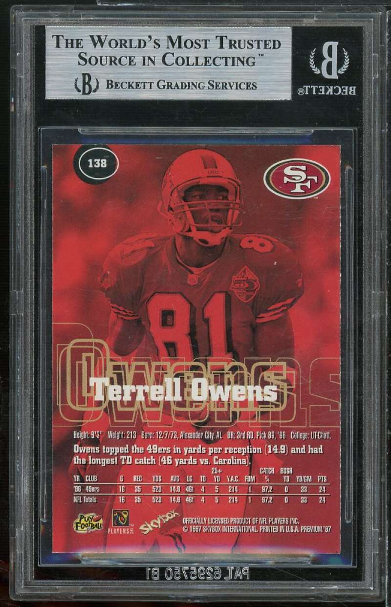 Terrell Owens Card 1997 SkyBox Premium #138 BGS 8.5 (9.5 8.5 8.5 8.5) Image 2