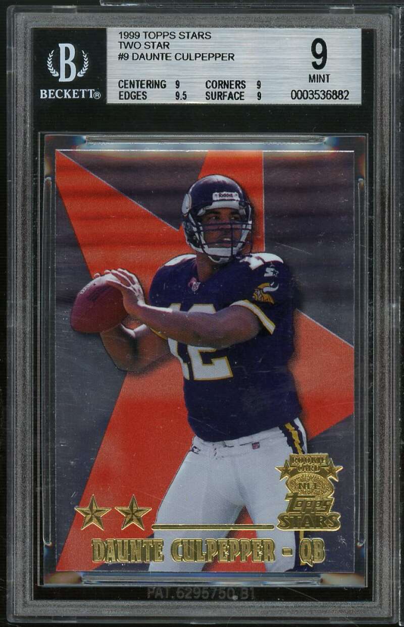 Daunte Culpepper Rookie Card 1999 Topps Stars Two Star #9 BGS 9 (9 9 9.5 9) Image 1