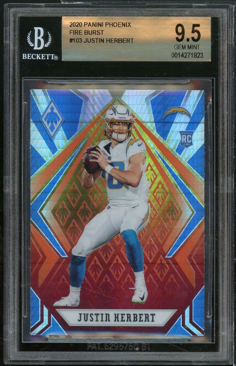 Justin Herbert Rookie Card 2020 Panini Fire Burst #103 BGS 9.5 Image 1