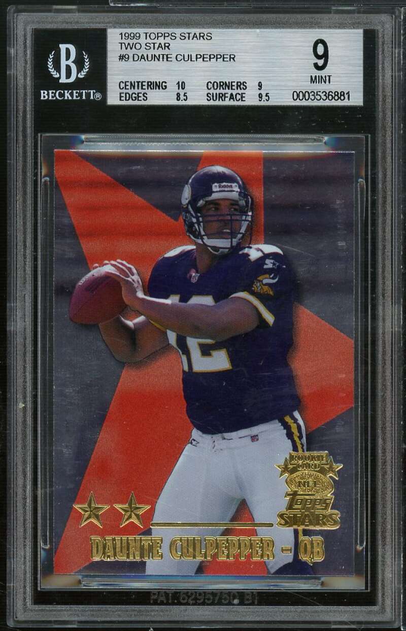 Daunte Culpepper Rookie Card 1999 Topps Stars Two Star #9 BGS 9 (10 9 8.5 9.5) Image 1