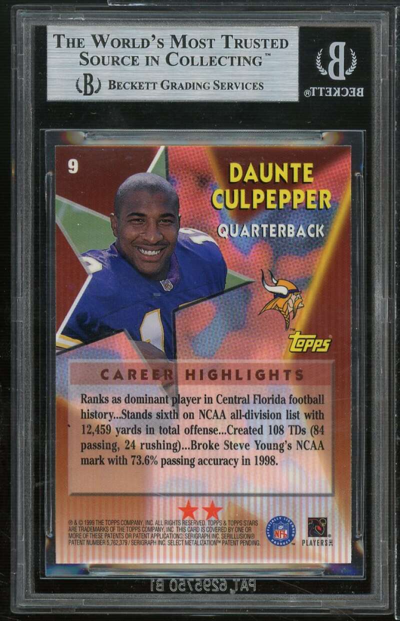 Daunte Culpepper Rookie Card 1999 Topps Stars Two Star #9 BGS 9 (10 9 8.5 9.5) Image 2