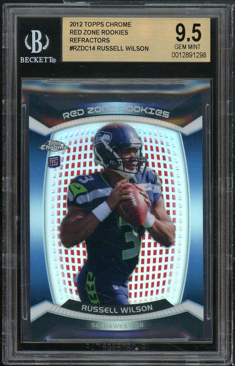 Russell Wilson Rookie Card 2012 Topps Chrome Red Zone Refractors #14 BGS 9.5 Image 1