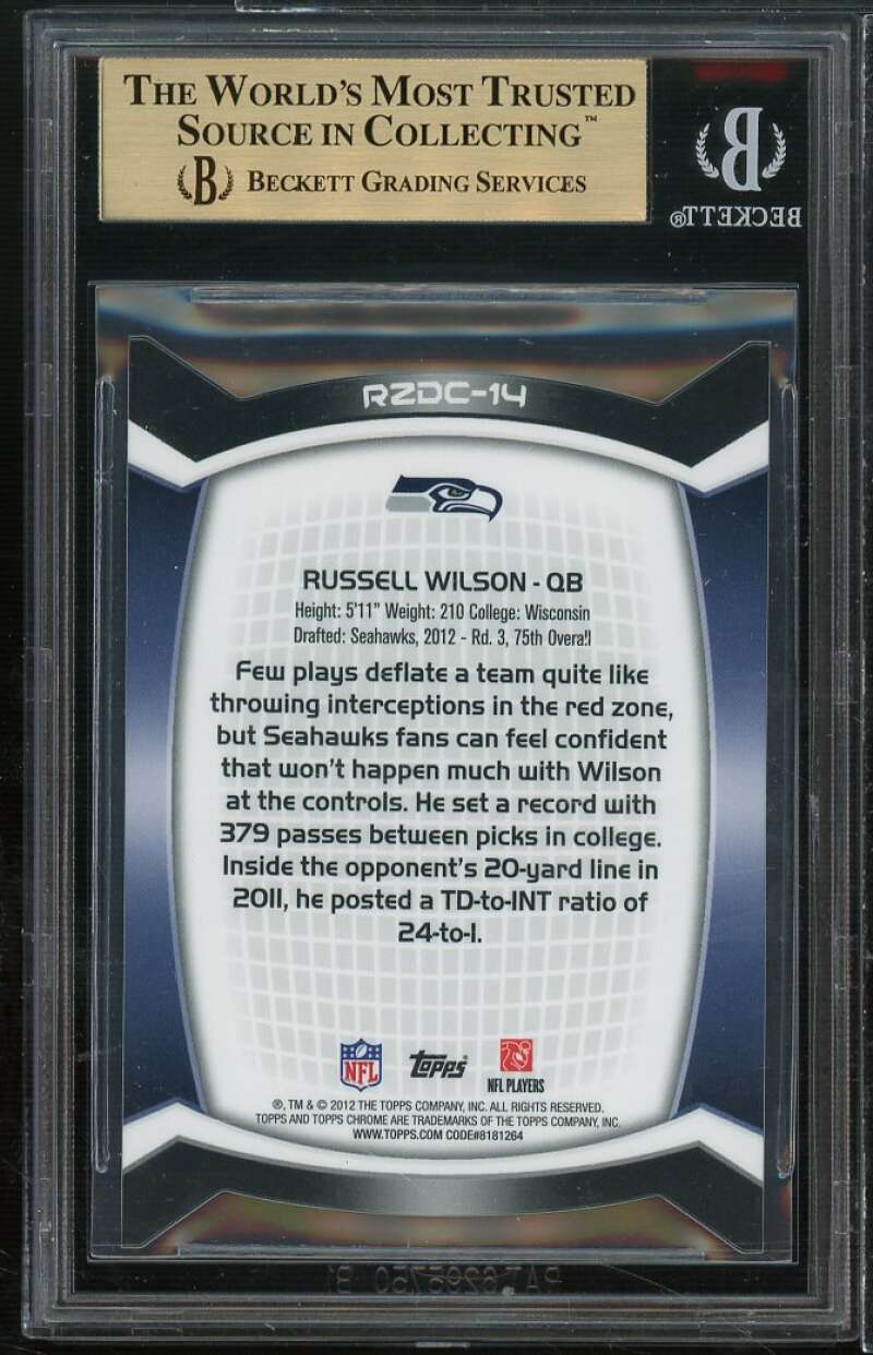 Russell Wilson Rookie Card 2012 Topps Chrome Red Zone Refractors #14 BGS 9.5 Image 2