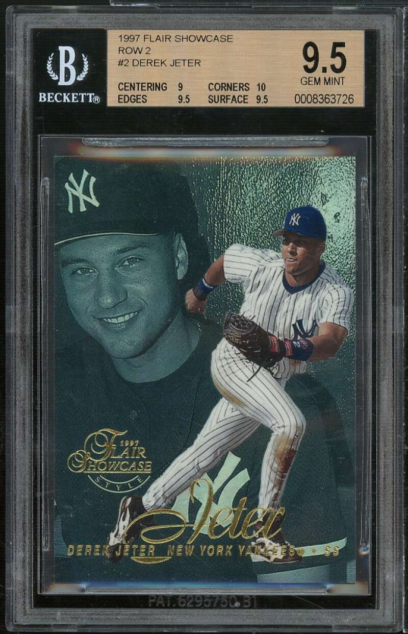 Derek Jeter Card 1997 Flair Showcase Row 2 #2 BGS 9.5 (9 10 9.5 9.5) Image 1