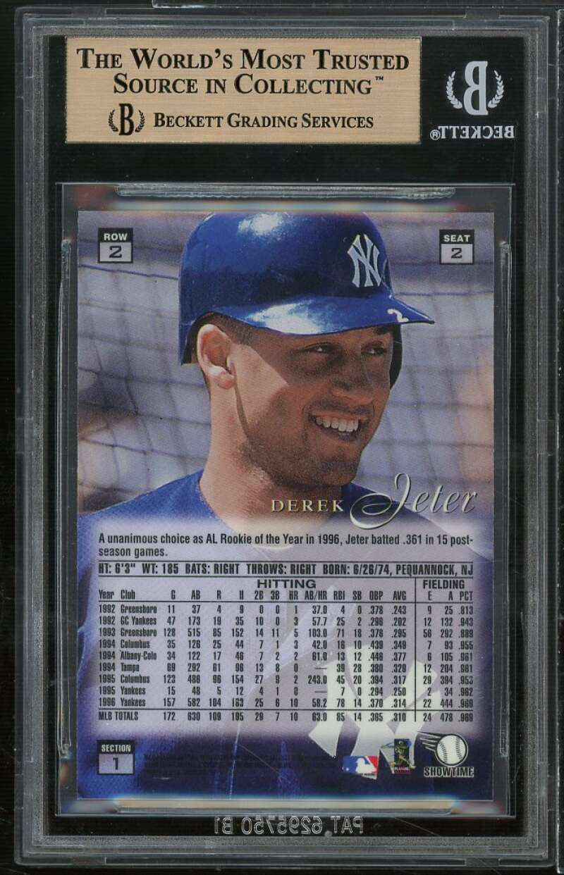 Derek Jeter Card 1997 Flair Showcase Row 2 #2 BGS 9.5 (9 10 9.5 9.5) Image 2