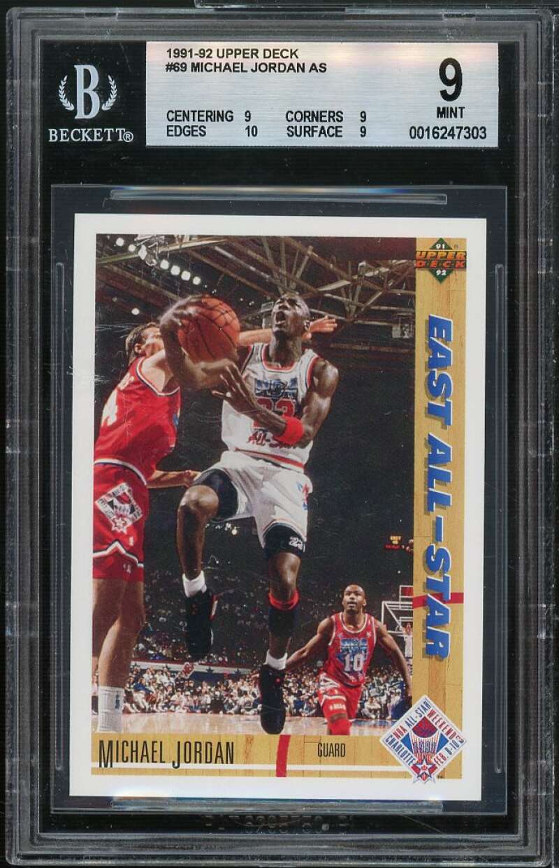 Michael Jordan Card 1991-92 Upper Deck #69 BGS 9 (9 9 10 9) Image 1