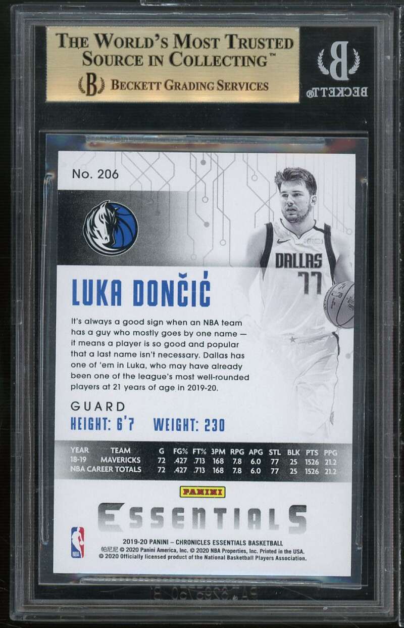 Luka Doncic Card 2019-20 Panini Chronicles Bronze Essentials #206 BGS 9.5 Image 2