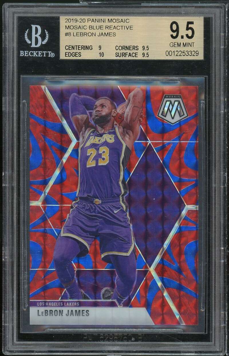 LeBron James Card 2019-20 Panini Mosaic Blue Reactive #8 BGS 9.5 (9 9.5 10 9.5) Image 1