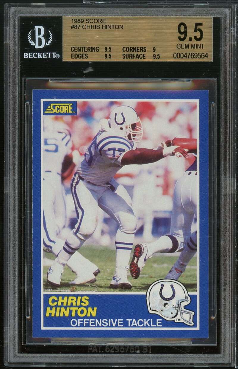 Chris Hinton Card 1989 Score #87 BGS 9.5 (9.5 9 9.5 9.5) Image 1