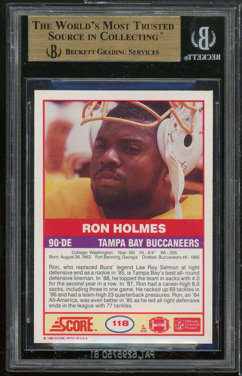 Ron Holmes Card 1989 Score #118 BGS 9.5 (9 9.5 9.5 9.5) Image 2