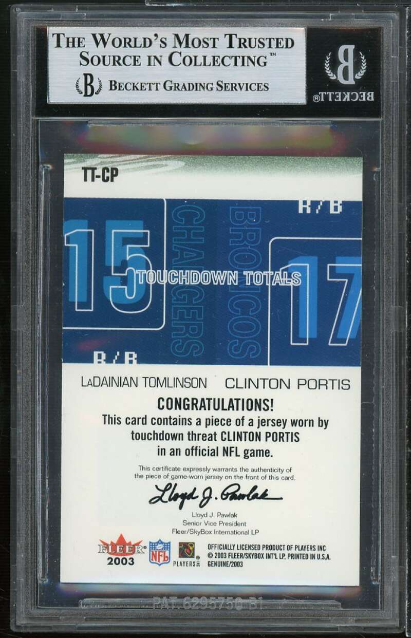 Tomlinson/Portis 2003 Fleer Genuine Insider Touchdown Threats Jersey #TTCP BGS 9 Image 2