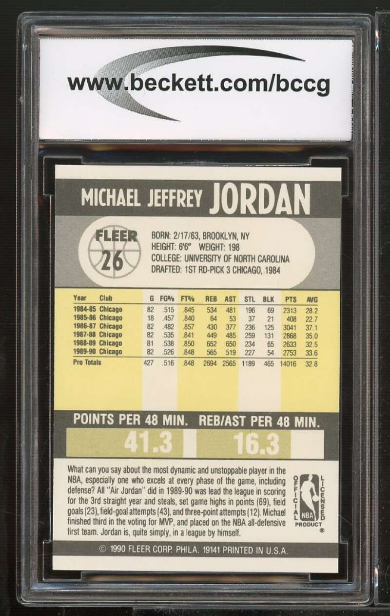 1990-91 Fleer #26 Michael Jordan Card BGS BCCG 10 Mint+ Image 2