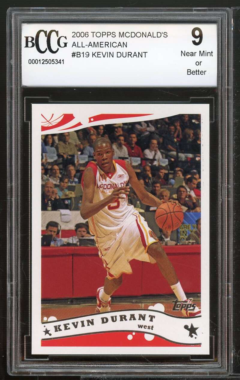 2006 Topps McDonald's All-American #B19 Kevin Durant Card BGS BCCG 9 Near Mint+ Image 1