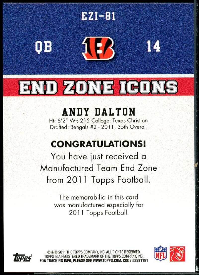 Andy Dalton Rookie Card 2011 Topps End Zone Icons Patches #81  Image 2