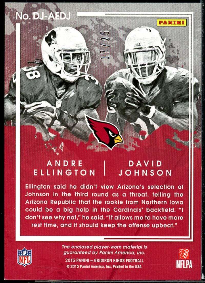Andre Ellington/David Johnson RC 2015 Gridiron Kings Dual Jerseys Prime #DJAEDJ  Image 2