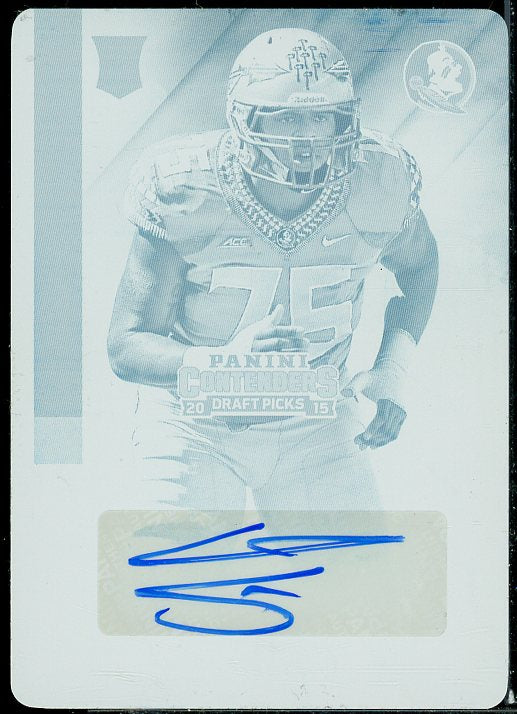 Cameron Erving AU RC 2015 Panini Contenders Draft Picks Printing Plates Cyan #202  Image 1