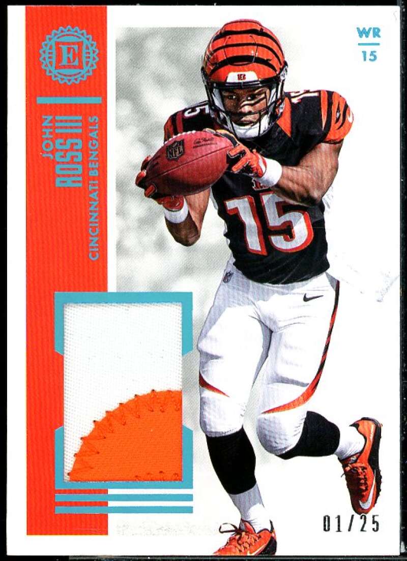 John Ross III Rookie Card 2017 Panini Encased First Hand Materials Sapphire #24  Image 1
